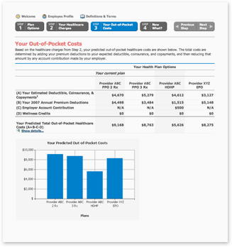 Health Plan Evaluator screen
